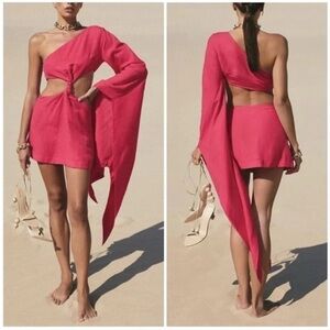 Cult Gaia Lucienne One Shoulder Cut Out Mini Dress